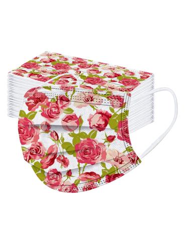 SDFRK 50 pieces adult mouth protection with motif flowers colored 3-laymine mund nose protection 3d rose flowers printing mask cloths breathable mouth-cloth bandana scarf scarf