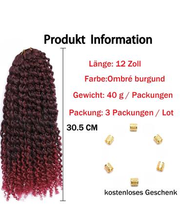 3 Packs Passion Twist Crochet Hair - 12 Inch Kinky Curly Braids for Short Marlybob - T1B/Bug Hair Extensions - Buy Online on GoSupps.com