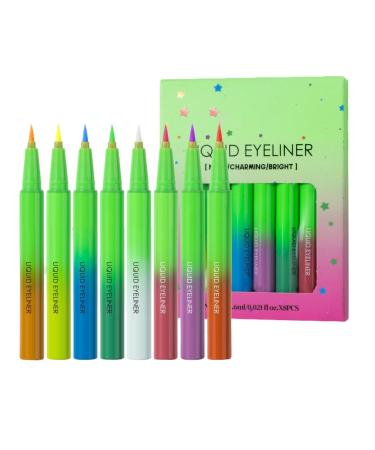Colorful Neon Neon Pencil Liquid Eye Liner | Colored Neon Liquid Eyeliners Pen 8x - Bright Eye Makeup Colors Durable Stain Resistant Eye Liner for All Purpose Wear