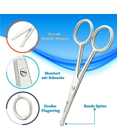 SMI Round Tip Nose Hair and Beard Scissors with Pouch - Small Grooming Scissors - Buy Online on GoSupps.com
