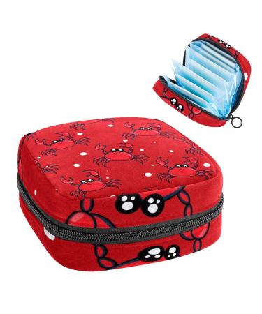 Women's bonds Still Pad Still Pad Red Crabs Pattern Cute White Points Portable Period Kit Bag Feminine Product Bay For Women Girls Color1