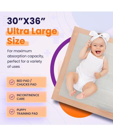 Bed Pads for Incontinence Disposable 30 x 36 [50-Count] Ultra Absorbent Chux Pads with Adhesive Strips - Heavy-Duty Underpads 30x36 - Chucks Pads Disposable Adult  Kids - X-Large Puppy Training Pads - Buy Online on GoSupps.com
