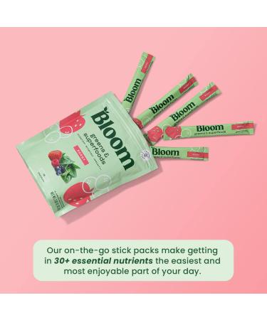 Bloom Nutrition Super Greens Powder Smoothie Mix - 15 Stick Packs with Probiotics & Digestive Enzymes - Organic Superfoods for Gut Health - Berry Flavor - Buy Online on GoSupps.com