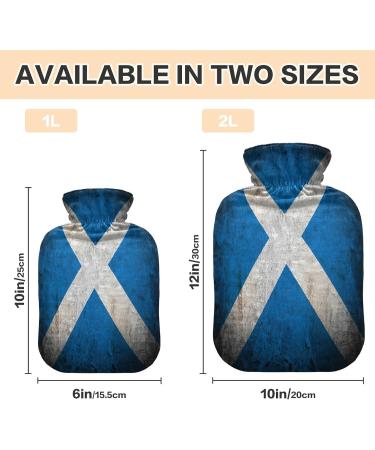 ZZXXB Grunge Hot Water Bottle with Scotland Flag | 1L Fleece Cover for Pain Relief & Therapy - Buy Online on GoSupps.com