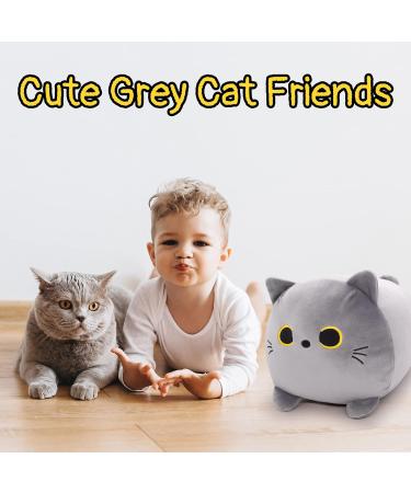 Yamepuia Gray Cat Plush Toy - 40CM | Soft Cat Pillow Toy for Kids | Grey Cat Lumbar Back Plush Toy | Birthday Gift - Buy Online on GoSupps.com