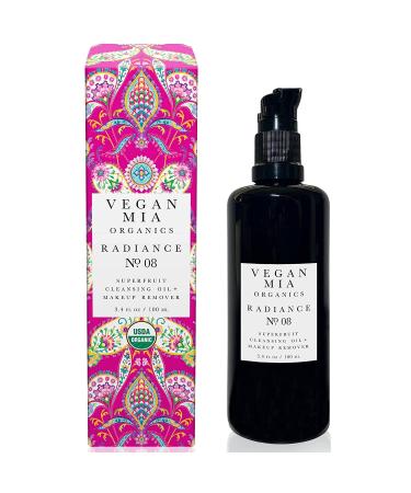 Vegan Mia - USDA Organic Radiance Superfruit Cleansing Oil and Make-up Remover, Oil Cleanser and Makeup Remover Oil for Dry Skin and Other Skin Types, Loaded with Moisturizer Essential Fatty Acids, Rich in Antioxidants, Truly Natural Skincare, (With No Ad