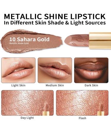 Oulac Lipsticks Set for Women - Nude Lipstick Kit Creamy Texture Hydrating Lip Include Sensual Glow Satin Lipstick Metallic Shine Lipstick and Infinity Mositure Lipstick(SG01 +MSD10+PG06) - Buy Online on GoSupps.com