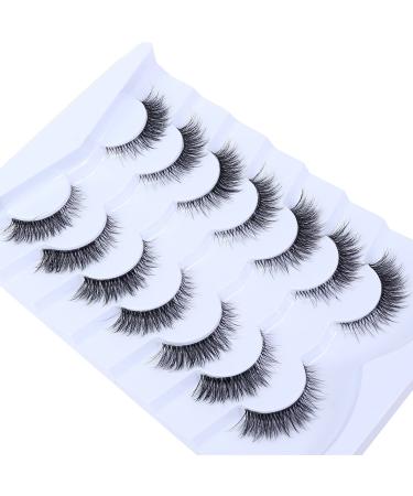 Wleec Beauty Short False Eyelashes set - 7 Pairs of 12mm Wispy Fluffy 3D Faux Mink Lashes for Natural Cat Eye Look | Clear Band | CC95 - Buy Online on GoSupps.com