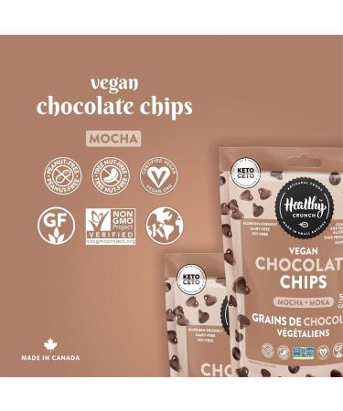 Healthy Crunch - Chocolate Chips - Mocha Chocolate - 6 units x 283 grams - Dairy Free Vegan High Protein - Organic Snacks - Dark & White Chocolate - Nut Free - Ideal Healthy Snacks for Adults - Vegan Chocolate Chip Cookies - Buy Online on GoSupps.com