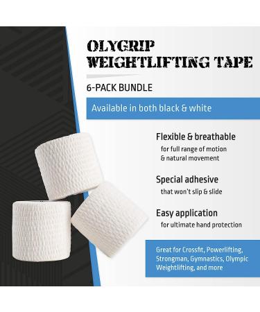Oly Grip Weightlifting Tape  Stretch Sports Tape for Wrist and Hand Use  6 Rolls  White - Buy Online on GoSupps.com