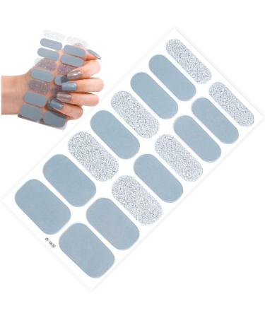 Semi Cured Gel Nails Strips Soft Self-adhesive Gel Nail Stickers Glitter Nails Wrap Gel Nail Strips for Women Girls Christmas French Tip Manicure - Uv/led Lamp Required