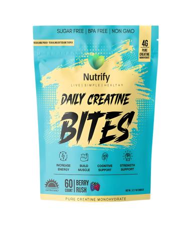 Nutrify Daily Creatine Gummies for Women and Men 4g Creatine Monohydrate per Serving for Muscle Growth & Recovery Sugar Free Low Calorie with Vitamin B12 for Energy Boost Natural Blue Raspberry