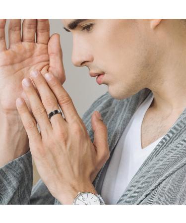 JEROOT Titanium Magnetic Rings - Step Edge Sleek Design for Men Women | 2 Strong Magnets | Jewelry Gift Box | Black 5mm Z 1/2 (3500 Gauss) - Buy Online on GoSupps.com