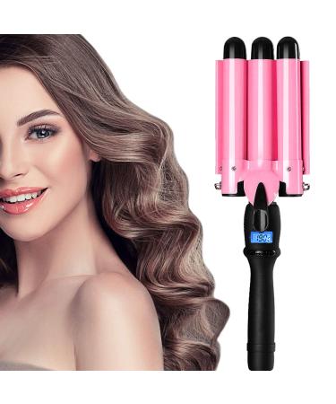 3 Barrel Hair Curler with LCD Temp Display Professional Wave Curling Iron Temperature Adjustable Portable Hair Waver for Long Short Hair