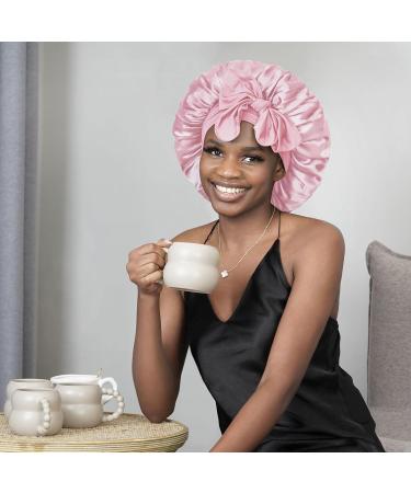 Bonnet Queen Satin Silk Sleeping Cap - Adjustable Mr. Bonnarhauben Night Hair Care Protection for Curly Long Hair - Smooth & Breathable in Pink - Buy Online on GoSupps.com