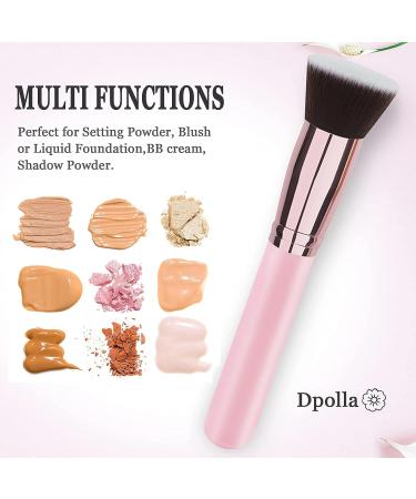 POLLA Flat Top Kabuki Foundation Brush - Premium Pink Makeup Brush for Liquid, Cream, and Powder Cosmetics - Buy Online on GoSupps.com