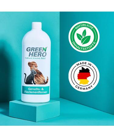 Green Hero Odor & Stain Remover Concentrate - 1000ml Makes 10 Liters | Biological Enzyme Cleaner for Urine Feces Vomit International Shipping Available - Buy Online on GoSupps.com