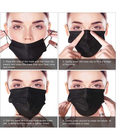 50 Pcs Black Disposable 3 Ply Earloop Face Masks - Home, School, Office & Outdoors - Buy Online on GoSupps.com