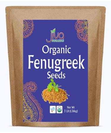 Jiva Organic Fenugreek Seeds 3 LB Jumbo Bulk - Whole Methi Seeds - Non GMO, Non-Irradiated, Gluten Free - (Fenogreco En Semillas) - Buy Online on GoSupps.com