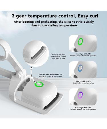 Qukaim Rechargeable Lash Curler Heated Eyelash Curler 3 Gears Temperature Adjustable Rechargeable Electric Lash Curler White - Buy Online on GoSupps.com