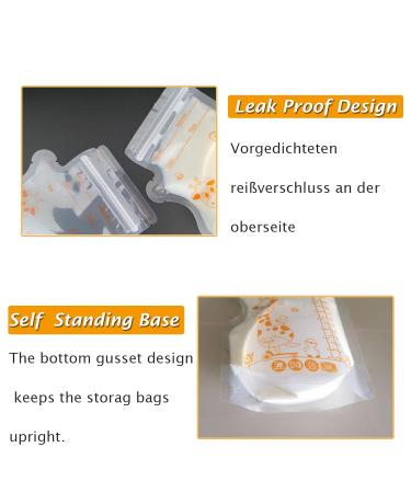 Jieyuchu Breast Milk Bags - 30 BPA-Free 250ml Storage Bags with Double-Row Closure for Quick Freezing & Thawing - Ideal for Breastfeeding - Buy Online on GoSupps.com