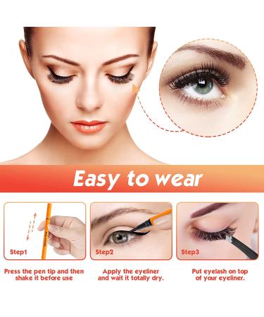 10 Pairs Natural Look Fake Eyelashes with Upgraded Magic Eyeliner Kit - No Magnets, No Glue, Reusable False Lashes in Black - Buy Online on GoSupps.com