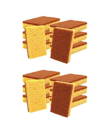 Nuhikap Natural Plant Based Scrub Sponge 16 Pack Palm Fiber Scrubber Sponge with Non Scratch Biodegradable Compostable Sponges