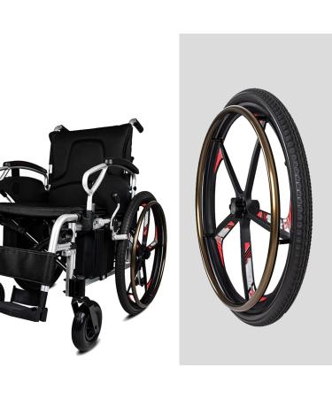 24inch Wheelchair Rear Wheels 1 Pair Solid PU Wheelchair Wheels Magnesium Alloy Wheel Hub Aluminum Alloy Hand Push Ring Suitable for Electric Wheelchair Replacement Accessory - Buy Online on GoSupps.com