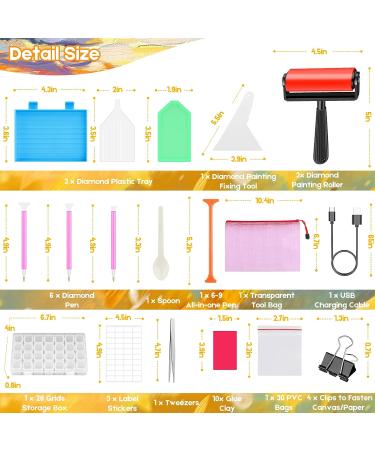Diamond Painting Tools Kit with A4 LED Light Pad - Soucolor Light Board Box Set for Adults - 5D Diamond Art Supplies - Buy Online on GoSupps.com