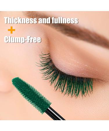 Green 4D Silk Fiber Lash Mascara with Eyelash Comb Set - Waterproof Colored Mascara for Long, Thickened Lashes - All Day Exquisite Makeup - Buy Online on GoSupps.com