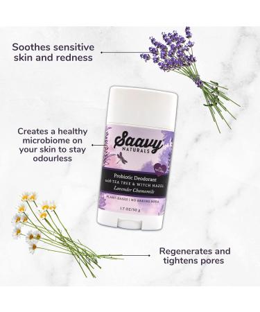 2 PACK- Saavy Naturals Probiotic Deodorant Aluminum-Free Baking Soda Free No Residue All Day Protection for Women and Men Natural Vegan Formula Lavender Chamomile - 1.7 Oz - Buy Online on GoSupps.com