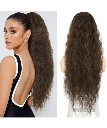 Pference Extensions brown long wrapped hair part ponytail natural art hair hair hair extensions extensions for women afro braid ponytail approx. 65cm Mossbraun 095e