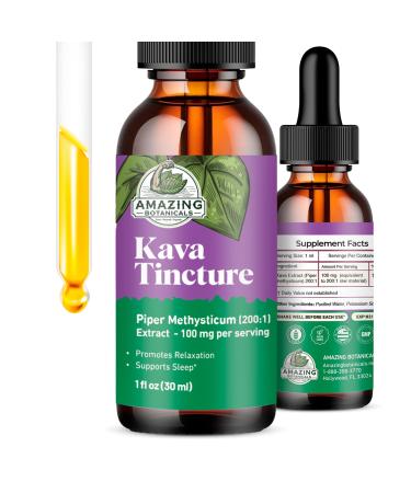 Kava Kava Tincture Herbal Extract for Natural Calm & Relaxation 70% Kavalactones Extract Tincture High-Potency Blend Premium Liquid Supplement 30ml (1oz)