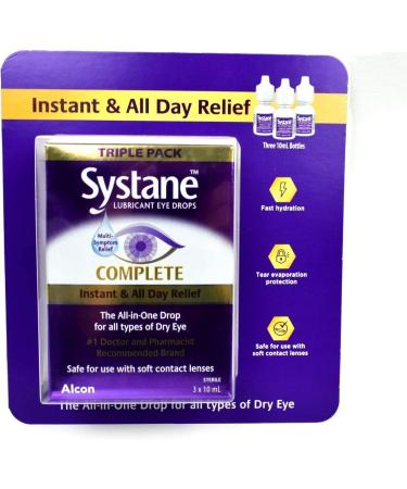 Systane Complete Lubricant Eye Drops 3 x 10ml - Fast Relief for Dry Eyes - Buy Online on GoSupps.com