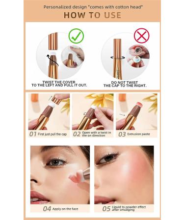 SUMEITANG 3PCS Cream Contour Stick Liquid Blush & Highlighter Kit with Sponge Applicator - Buy Online on GoSupps.com