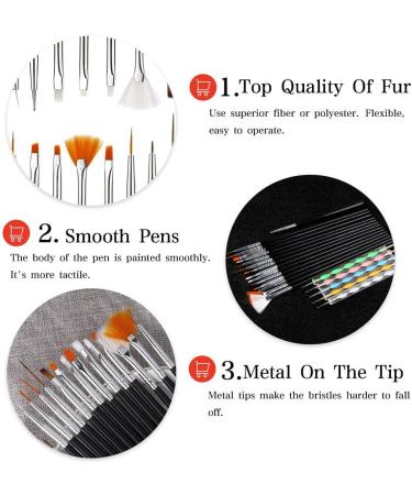 JOYJULY 20PCS Nail Art Brushes Set - Professional Design Tools for Detailing & Dotting (Black) - Buy Online on GoSupps.com