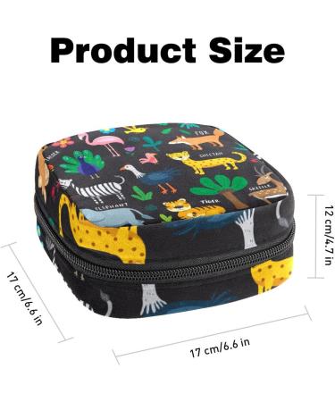 Cartoon Animals Sanitary Napkin Storage Bag | Menstrual Cup Pouch & Makeup Organizer for Girls - Multicoloured 09 - Buy Online on GoSupps.com