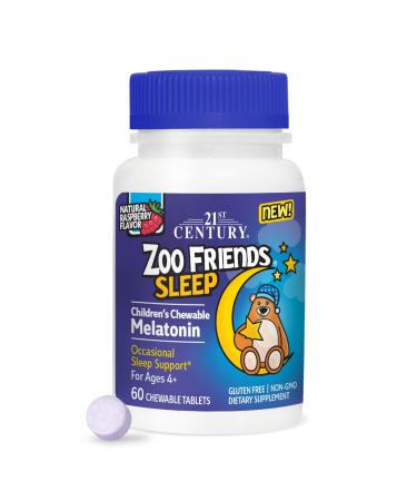 21st Century Zoo Friends Sleep Chewable Melatonin Raspberry Flavor 60 Count