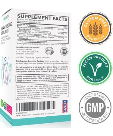 Organic Lactation Supplement | Herbal Breastfeeding Support for Mothers | Fenugreek, Fennel & Milk Thistle | Increase Milk Supply | 60 Vegan Capsules - Buy Online on GoSupps.com
