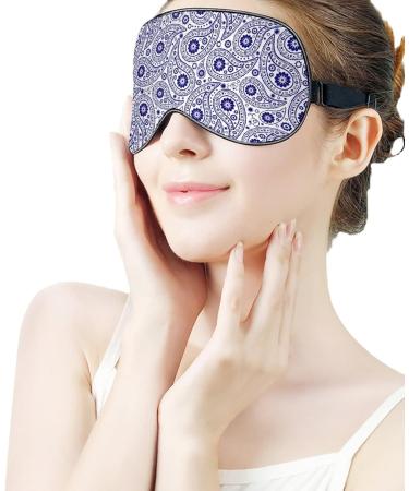 Buy Blue and White Paisley Sleep Mask for Women | Adjustable Eye Shades with Elastic Strap - Relax in Comfort - Buy Online on GoSupps.com