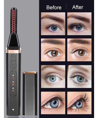 Heated Eyelash Curler | USB Rechargeable Electric Curler for Long Lasting Curl | Valentine's Gift for Women | Black - Buy Online on GoSupps.com
