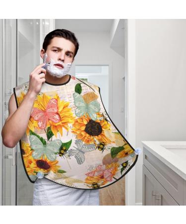 Sunflower Newspaper Beard Bib | Butterfly Bee Hair Catcher & Non-Stick Grooming Cloth - Perfect Gift for Men - Buy Online on GoSupps.com