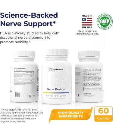 Nerve Restore - Nerve Support Supplement - Includes Pea, White Willow, and B-Vitamin Nerve Support Complex for Advanced Nerve Health Support - Made in The USA, 60 Capsules 60 Count (Pack of 1) - Buy Online on GoSupps.com