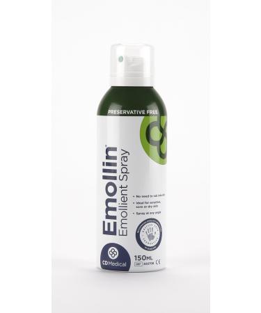 Emollin Spray On Emollient Ointment - 150ml - Moisturises and Protects Dry Sensitive Psoriasis Eczema Prone Skin. Preservative Free.
