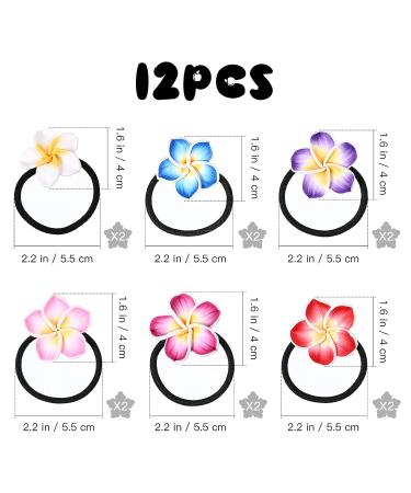 Lurrose 12pcs Hawaiian Plumeria Flower Hair Ties | Elastic Hair Bands for Women Girls | Soft Ceramic Hair Ropes | Ponytail Holders - Buy Online on GoSupps.com