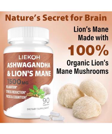 Ashwagandha & Lions Mane Supplement Capsules Brain Supplements for Memory and Focus Ashwagandha Supplement with Rhodiola & Black Peppe Cortisol Supplements for Women & Men 90 Caps 90 Count (Pack of 1) - Buy Online on GoSupps.com