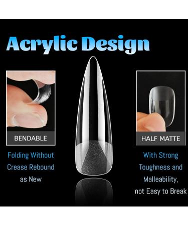 240pc Stiletto Gel Nail Tips - Long Clear Press-On Acrylic Nails | 12 Sizes Full Cover XL Soft Gel Extensions - Buy Online on GoSupps.com