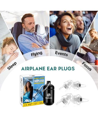 NAIICUTE Fly EarStope for Adults 12+ | Pressure Relief & Pain-Free Flying | 25dB Noise Reduction Earplugs - 2 Pairs 2 Sizes Black - Buy Online on GoSupps.com