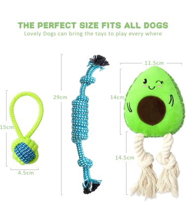 SQinor Plush Dog Toys - Interactive Avocado Toy Set for Large & Small Dogs & Puppies | Cuddly & Durable - Buy Online on GoSupps.com
