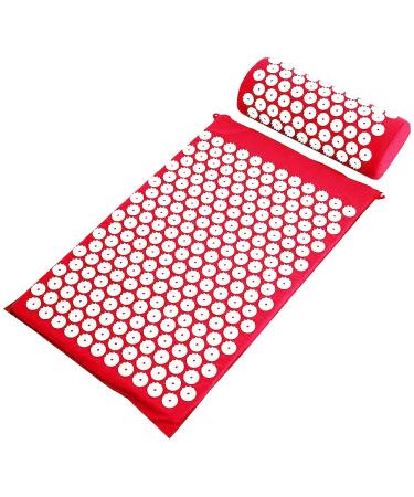 Good Times Acupressmatte massage mat acupressure set for relaxation battery matte for effective loosening solution of tension stress relief according to TCM (66x41x2cm red) 66x41x2cm red